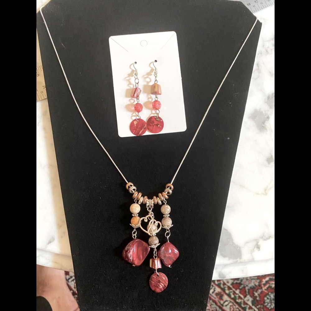 Handmade necklace and earrings set